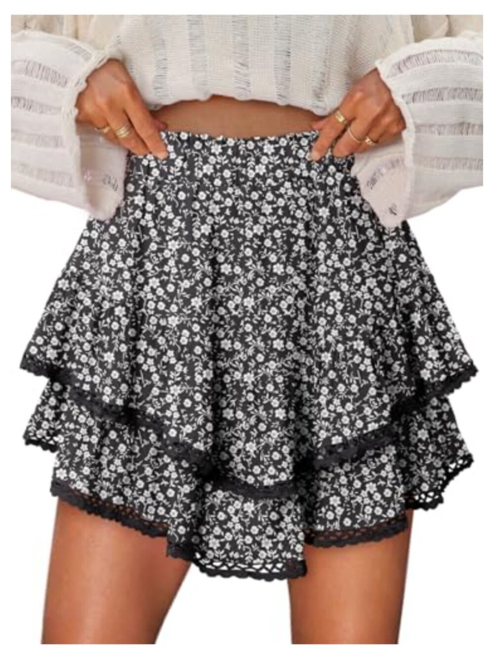 Flowy Ruffle Tiered Skorts High Waisted Tennis Golf Summer Shorts